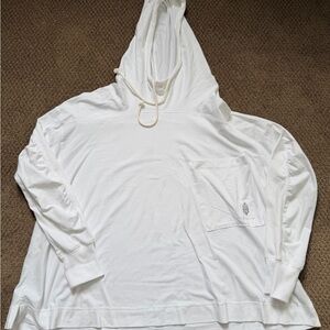 Thin White Hooded Pullover with Pocket